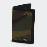 Billetera triple Vans Slipped con estampado de camuflaje, compartimento para billetes, ranuras para tarjetas, espacio para CI y monedero.