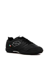 Championes de fútbol 5 Lotto modelo Napoles TF, color negro con detalles en blanco y una pequeña bandera de Italia en el lateral.
