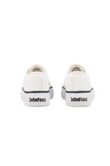 Championes Johnfoos modelo 752 color blanco, con suela plataforma y detalle de línea azul oscuro en la entresuela.