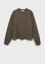 Buzo de cuello redondo y manga larga con diseño recto y holgado, confeccionado en tejido de viscosa con poliamida y elastano.