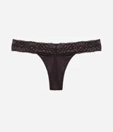 Bombacha tipo bikini de microfibra negra con detalles de encaje en la cintura. Diseño liso y anatómico con acabado delicado.