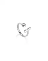 Anillo abierto plateado con un topacio blanco engarzado.