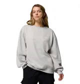 Buzo de cuello redondo Columbia, modelo Aldermore Crew, en color gris jaspeado. Presenta un corte oversize, mangas largas con puños acanalados y dobladillo inferior también acanalado. Incluye el logo de la marca bordado discretamente en el pecho.