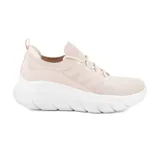 Championes deportivos Skechers Bobs Sport modelo B Flex Hi, color beige con suela blanca de plataforma. Presentan una parte superior de tejido técnico con cordones y plantilla acolchada Memory Foam.