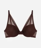 Soutien color borgoña con copa base de tule, con breteles regulables y escote en V.