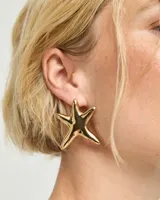 Aros de aleación de metales con baño de oro 18k, con diseño de estrella de mar.