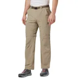 Pantalón cargo convertible Columbia Silver Ridge color beige, de corte recto, con bolsillos laterales y sistema desmontable para transformarse en bermuda.
