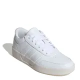 Championes Adidas Breaknet 3.0 de estilo urbano inspirado en el tenis, confeccionados en material sintético blanco con las icónicas tres tiras laterales y suela de goma en tono gris claro.