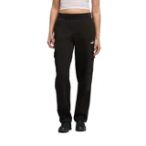 Pantalón cargo de corte recto, color negro, con cintura elástica y bolsillos laterales amplios. Presenta el logo de la marca bordado en blanco en la parte superior.
