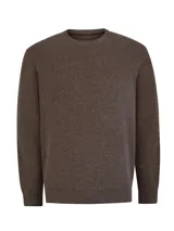 Sweater Angri de cuello redondo color marrón con tejido tipo waffle, liviano y suave al tacto.