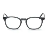 Lentes de lectura Mr Boho modelo Gordon con armazón de acetato en color gris traslúcido y diseño de marco redondeado.
