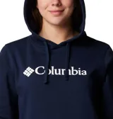 Buzo con capucha y cordones ajustables, de color azul marino. Presenta el logo de la marca estampado en blanco en el pecho y bolsillo tipo canguro frontal.