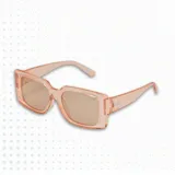 Lentes de sol MDQ modelo Samsara, color rosa claro, con marco cuadrado y lentes fotocromáticas marrones.