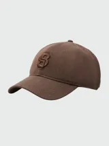 Gorra Boss modelo Zed-B-Icon-HE, color marrón con textura sutil y logo bordado en relieve en el frente.