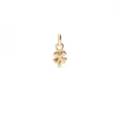 Dije charm con forma de trébol de cuatro hojas, bañado en oro 18k.