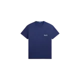 Remera azul marino de manga corta Polo Ralph Lauren, con cuello redondo y un bolsillo en el pecho que incluye un bordado con texto en tipografía cursiva.