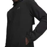 Campera deportiva Under Armour Velocity Hooded Jacket de color negro, con capucha y cierre frontal completo. Cuenta con el logo reflectante de la marca en el pecho.
