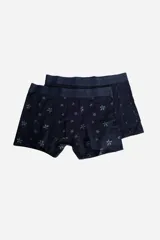 Pack de dos boxers negros con estampado de flores y cintura elastizada con logo de la marca.