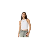 Musculosa de canalé blanca de Eme Studios, con cuello redondo y pequeño logo bordado en el centro del pecho.