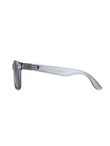 Lentes de sol Caterpillar modelo Blinding, con armazón rectangular de policarbonato translúcido color gris y micas oscuras polarizadas. Cuentan con el logotipo de la marca en la patilla.