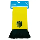 Bufanda oficial Puma del Club Atlético Peñarol, color amarillo con flecos negros en los extremos y escudo del club bordado en el centro.