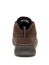 Botinetas de cuero marrón Caterpillar, diseño urbano con cordones, suela dentada y logo grabado en el lateral y lengüeta.