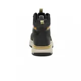 Botines Caterpillar color negro con suela beige y cordones bicolores.