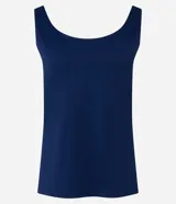 Blusa musculosa color gris claro, con escote en U y breteles anchos. Confeccionada en poliamida y poliéster.