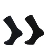 Pack de dos pares de medias de hombre, una en color azul marino y otra en color negro, con diseño de textura geométrica sutil.