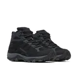 Bota de trekking Merrell modelo Accentor 4 Mid WP, color negro con detalles en gris, diseñada con materiales impermeables y suela de alta tracción.