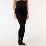 Medias panty opacas (120 denier) de maternidad, color negro, con refuerzo superior de talle alto para cubrir y sostener la zona abdominal.
