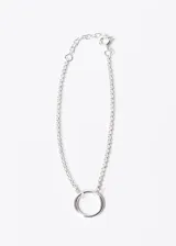 Pulsera de plata 925 con cadena de eslabones y dije de círculo.