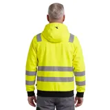Campera deportiva Diadora Gar M Hv&rain Hoodie de alta visibilidad, color naranja con bandas reflectantes grises, capucha y cierre frontal completo.