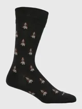 Calcetín de corte medio color gris oscuro con estampado de perros pequeños en tonos marrones y blancos.