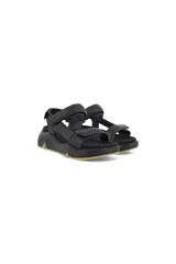 Sandalias negras de cuero con plataforma chunky y correas ajustables con velcro.