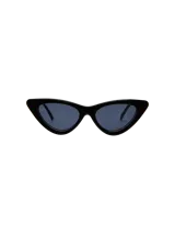 Lentes de sol tipo cat-eye con armazón negro brillante y micas oscuras.