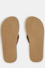Ojotas Billabong All Day Impact con base negra y tiras marrones de efecto cuero.