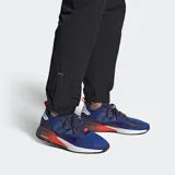 Championes Adidas ZX 2K Boost, color azul con detalles en gris y naranja.