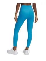 Calza deportiva Under Armour de tiro alto, confeccionada en tejido de doble punto elástico con tecnología de absorción de sudor. Presenta un diseño liso en color turquesa con bolsillo lateral y logo de la marca en la cadera.