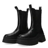 Botas negras de caña media con elástico lateral y suela track.