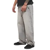 Pantalón jean Quiksilver modelo Skater Ollie, color gris con efecto acid wash y corte holgado.