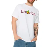 Remera negra de algodón con logo de Emerica y diseño de una naranja.
