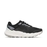 Championes de trail running Merrell modelo Antora 4, color negro con detalles en blanco y gris. Presentan diseño de malla transpirable, refuerzos sintéticos y entresuela amortiguada.