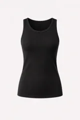 Musculosa de corte ajustado con cuello redondo, confeccionada en tejido de punto acanalado.
