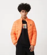 Campera ultraligera Blue Steel de cuello alto, con cierre frontal por cremallera, manga larga con puños ajustados y textura acolchada con diseño enviesado. Incluye bolsillos laterales con cierre y saco para guardar.