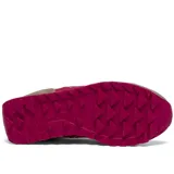 Championes Saucony Jazz Original de dama, color beige con detalles en fucsia, amarillo y marrón.