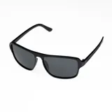 Lentes de sol negros con marco rectangular y lentes polarizados.