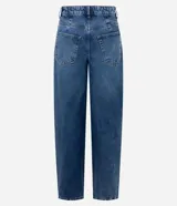 Pantalón de jean Blue Steel modelo baggy, de corte recto y amplio con cintura media. Presenta un lavado uniforme, cierre frontal con botón y cremallera, presillas para cinturón y bolsillos funcionales.