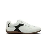 Championes deportivos American Sport modelo Hansel, de diseño casual en color blanco con detalle lateral en negro y suela de goma color marrón.