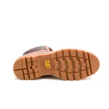 Bota Caterpillar modelo Colorado para mujer, con diseño de caña media y textura tipo reptil. Presenta cordones frontales, cuello acolchado en contraste y suela de goma dentada para mayor tracción.